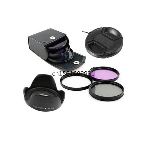 62mm UV+CPL+FLD Lens Filter+62mm Lens Cap Cover +62mm Flower len hood +Filter Case bag for canon nikon pentax sony camera