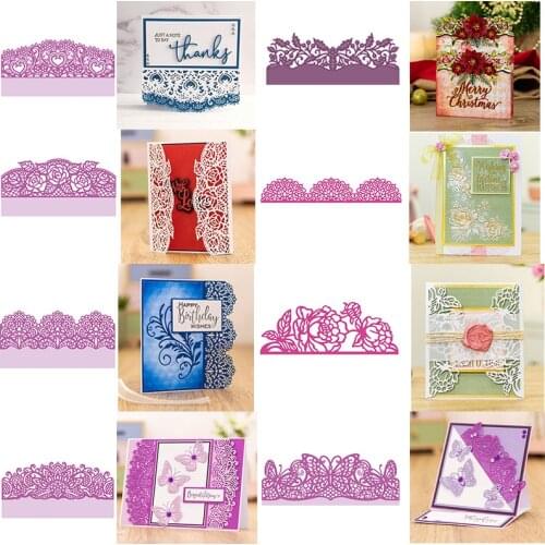 Butterfly Peony Rose Lace Scrolls Edge Border Poinsettia Metal Cutting Dies for DIY Scrapbooking Embossing Cards Crafts New 2020