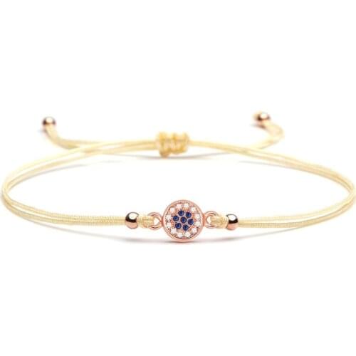 White Cubic Zirconia Round Blue Evil Eye Charm Bracelet Women Men 2020 New Fashion CZ Turkish Eye Lucky Red String Braid Jewelry