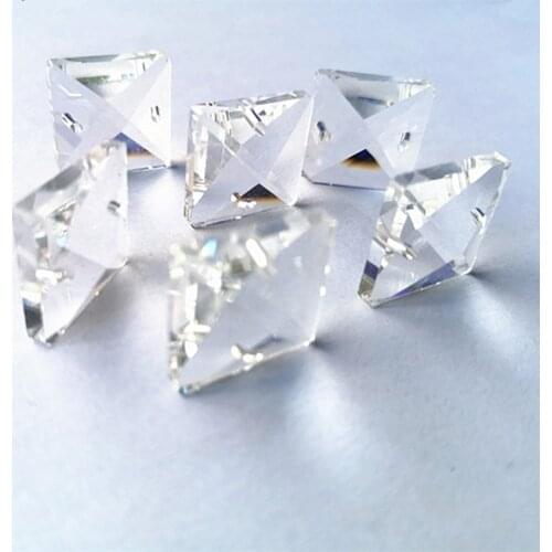 Free Shipping 100pcs/lot Clear 18mm K9 Crystal Square Beads in 2 Holes for Diy Chandelier Parts, Garland Strands Accessories