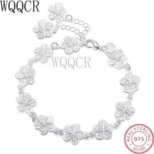 925 Sterling Silver Bracelet Fashion Silver Small Flower Hollow Plum Blossom Silver Bracelet Hollow Bracelet Fine Jewelry