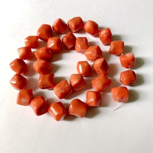 Wholesale 1Strand Natural Orange Coral Cube Nugget Beads,10-12mm Sea Bamboo Coral Jewelry Making Beads 15.5"