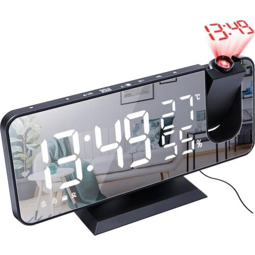 FM Radio LED Digital Smart Alarm Clock Watch Table Electronic Desktop Clocks USB Wake Up Clock with Projection Time Snooze
