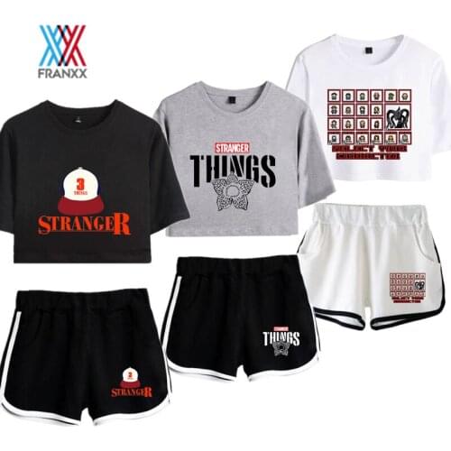 Stranger Things T Shirt Cosplay Stranger Things Dustin Cosplay Costume Top Shorts Set Girls Running T-shirt Sport Shorts Suit