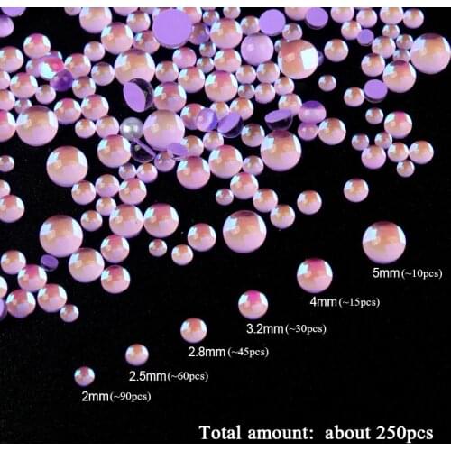 Glossy Round Mocha Purple Mix Size Korean Fashion 3D Nail Art Rhinestone Flatback Crystal Stones For DIY Nail art Decoration