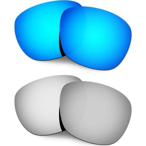 HKUCO For Enduro Sunglasses Polarized Replacement Lenses 2 Pairs Blue & Silver