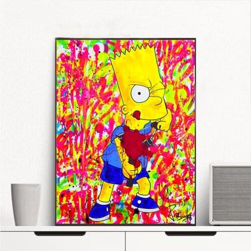 Bart Simpson Canvas Painting Cartoon a Yellow Cute Hd Printed Home Decoration Pictures Poster Wall Art For Living Room Artwork