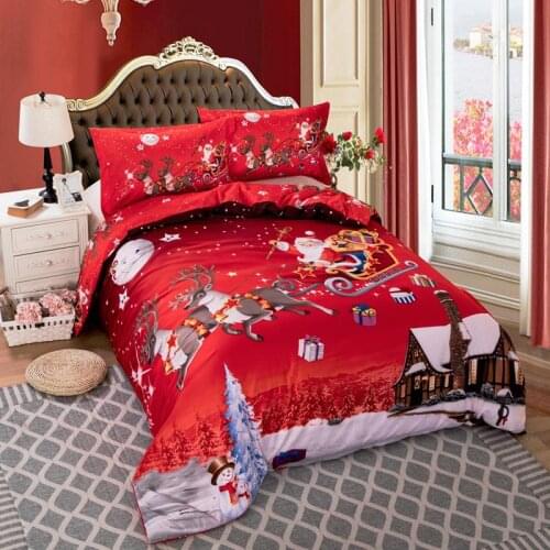 Santa Claus Bedding Set Merry Christmas Gift For Kids Duvet Cover Queen King Size Comforter Bed Linen