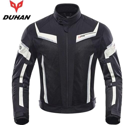 Summer Mesh Cool Motorcycle Jacket DUHAN Reflective Motorbike coat with CE Protector Motocross clothing