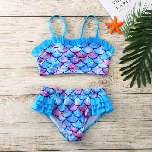 Lovely Baby Swimwear For Girls Ruffle Two-piece Swimsuit Beach Bathing Suit Baby Swimwear Baby Beach Swimsuit Praia Infantil
