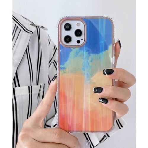 MrenewedM Marble Laser Phone Case For iPhone 11 12 Pro XR X XS Max 12 Mini SE2 7 8 Plus Luxury Colorful Clouds Soft Bumper Cover
