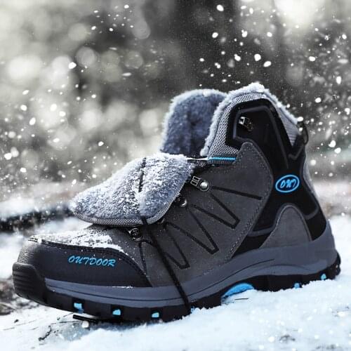 YIQITAZER Men Ankle Boots Suede Leather Warm Winter Boots Outdoor Men Snow Boots Fashion Climbing men Winter Shoes