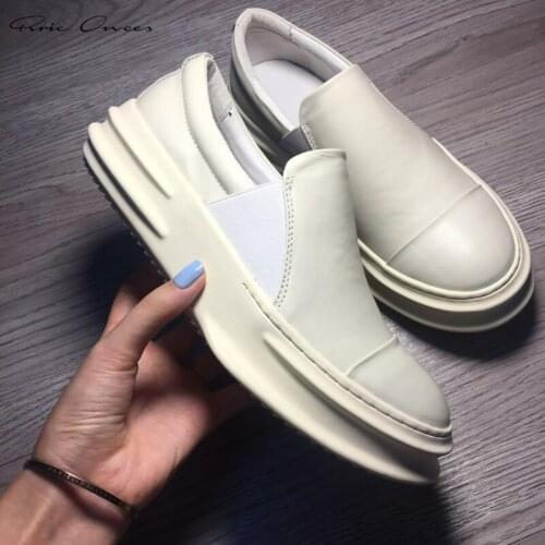 High Street Brand RO Low Top Leather Shoes Dark Owens Male Sneakers Men Shoe Mens CasualShoes Board Shoe Mens Sneakers