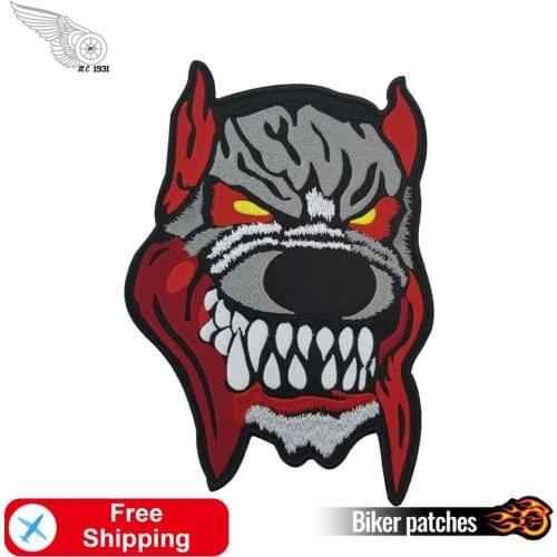 Devil Wolf Damage Handmade Iron on Appliqued Garment T Shirt Jacket Embroidered Patches for Clothing Stickers Accessories