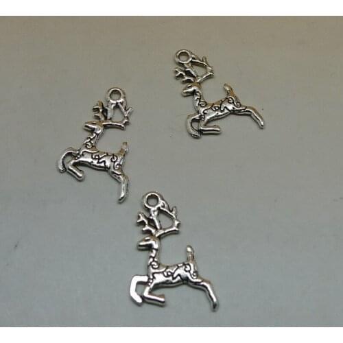 Nevstop 200pcs/lot Vintage Silver Elk Charms 25x23mm Rudolfs Deer-Antler Charms Pendanr DIY Jewelry Accessories