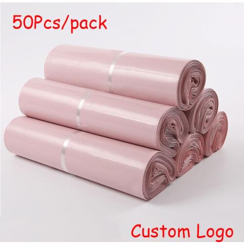 50Pcs/lots PE Plastic Self-seal Mailbag Light Pink Poly Envelope Waterproof Postal Courier Bag Waterproof Packaging Postal Bags
