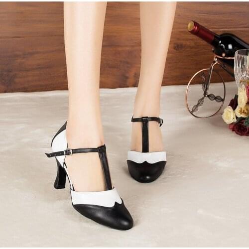 Latin Dance Shoes Woman High Heel Soft Sole Black White Dancing Shoes Womens Practice Salsa Ballroom Tango Dance Shoes