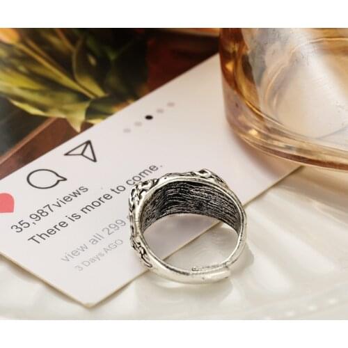 Origin Summer Hiphop Blue Color Eyed Owl Ring for Women Fashion Open Adjustable Vintage Index Finger Animal Ring Jewellery