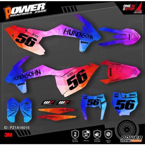PowerZone Custom Team Graphics Backgrounds Decals 3M Stickers Kit For KTM SX SXF MX 16-18 EXC XCW Enduro 17-19 125 to 500cc 15