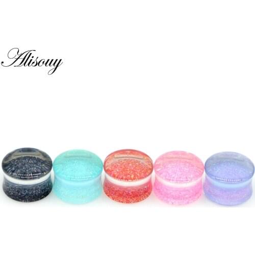 Alisouy 2 pieces Acrylic Flared Ear Flesh colorful Tunnel Plug 8mm-30mm Ear Gauges Expander Stretcher Piercing Jewelry