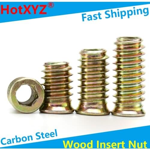 Ntersunk head hexagon socket embedded nut iron inner and outer teeth furniture nuts trapezoid connecting piece M6M8M10 30Pcs