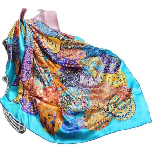 Manual Hand Rolled Stain Silk Scarf Women Snails Dream Square Scarves Echarpes Foulards Femme Wrap Bandana Hijab 110cm