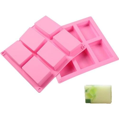 Silicone Soap Molds Pudding Candy Mold 6 Cavity Rectangle Silicone Baking Mold Supplies Cake Mould Decorating Handmade Soap Mold