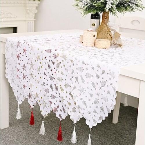 Christma Table Runner Tassels Table Cloth Festival Party Tablecloth Xmas Decor Wedding Table Decoration