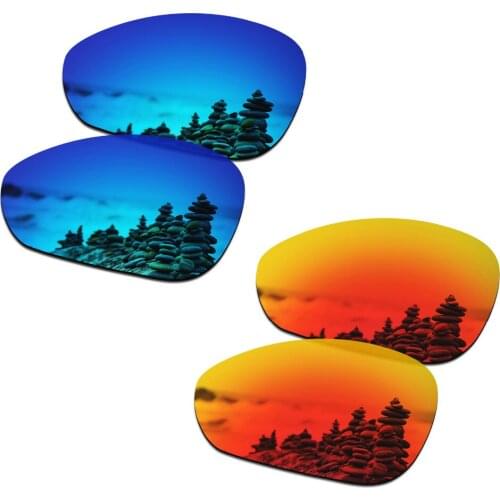 SmartVLT 2 Pairs Polarized Sunglasses Replacement Lenses for Oakley Crosshair 1.0 (2005) Ice Blue and Fire Red