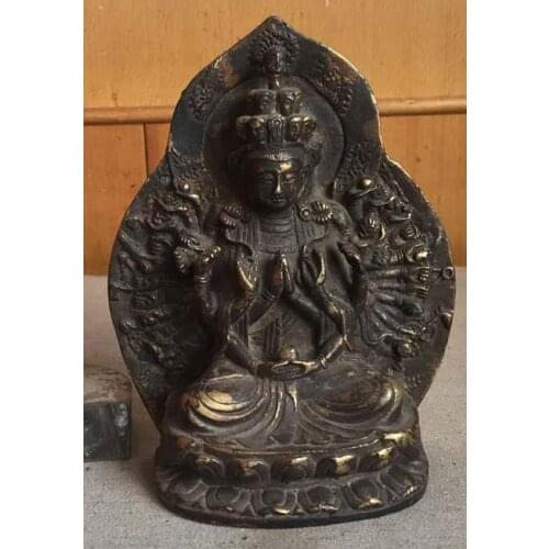 Old Qing Dynasty copper Thousand hands Guanyin Buddha statue / sculpture,Carved ornaments,Handmade crafts,collection& adornment