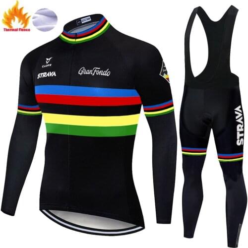 2020 team strava cycling jersey pro team Winter Thermal Fleece roupa de ciclismo 20D gel tenue cycliste homme
