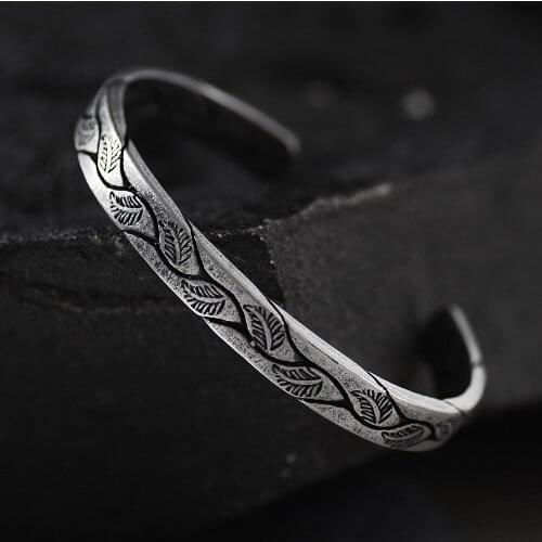 TJP Antique Titanium Stainless Steel Punk Viking Bracelet New Design Open Cuff Bangles Jewelry For Women Men