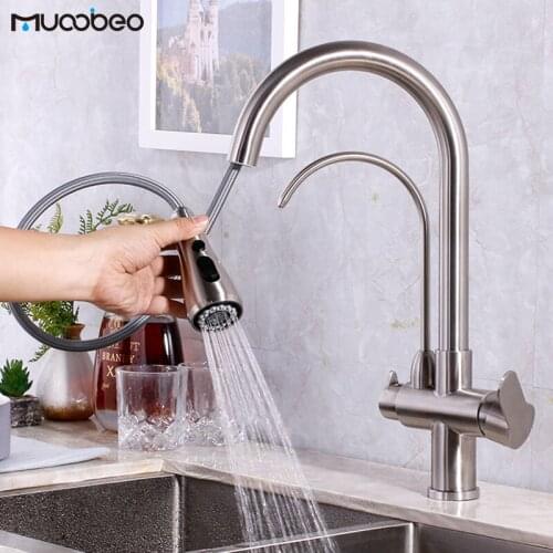 Rotating Multifunctional Hot And Cold Kitchen Sink Faucet Stainless Steel Purifier Direct Drinking Mixer Tap With Pull Out Spray