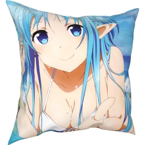 Yuuki Asuna Bikini Sword Art Online Pillowcase Printed Polyester Cushion Cover Decoration Throw Pillow Case Cover Home 45X45cm