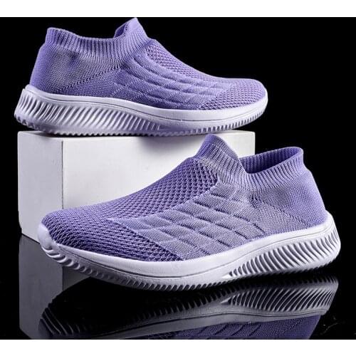 Women Vulcanized Shoes High Quality Women Sneakers Slip On Flat Shoes Women Loafers Plus Size 42 Breathable Mesh Walking Shoes