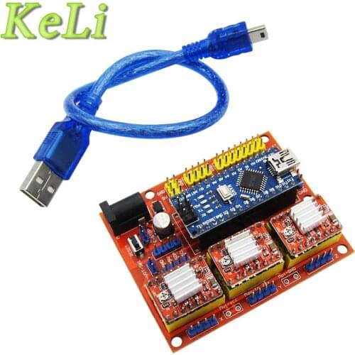 1SET 3DV4 CNC Shield V4 + Nano 3.0 + 3pcs A4988 Reprap Stepper Drivers Set