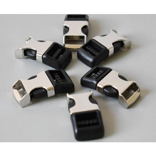 50 Pcs Silver and Black Safety quick release buckle 15mm webbing diy dog collar accessory durable security lock plated