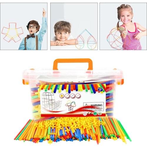 500pcs 4D DIY Straws and Connectors Inserted Construction Building Kits Toys Blocks Gift for Kids Party Fun Play Set