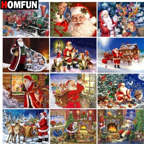 HOMFUN Full Square/Round Drill 5D DIY Diamond Painting "Christmas santa gift" Embroidery Cross Stitch 5D Home Decor Gift