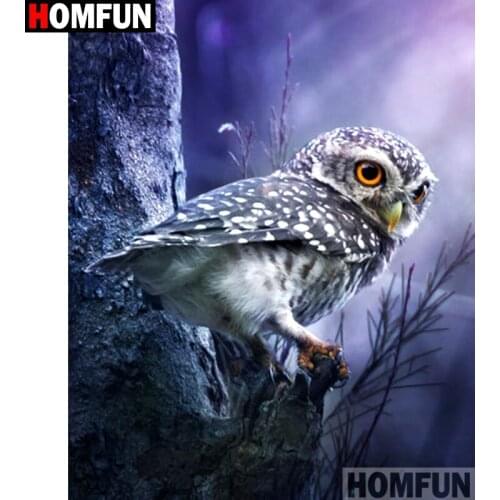 HOMFUN Full Square/Round Drill 5D DIY Diamond Painting "Animal owl" 3D Diamond Embroidery Cross Stitch Home Decor A18880