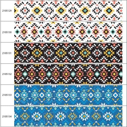Aztec Ethnic Geometric Figure Printed Grosgrain Satin Tape 10yards DIY Handmade Accessories Decoration Ribbons