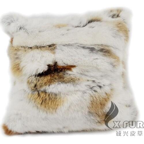 Free Shipping CX-D-19 40X40cm Double Side Rabbit Fur Cushion Cover For Home ~DROP SHIPPING