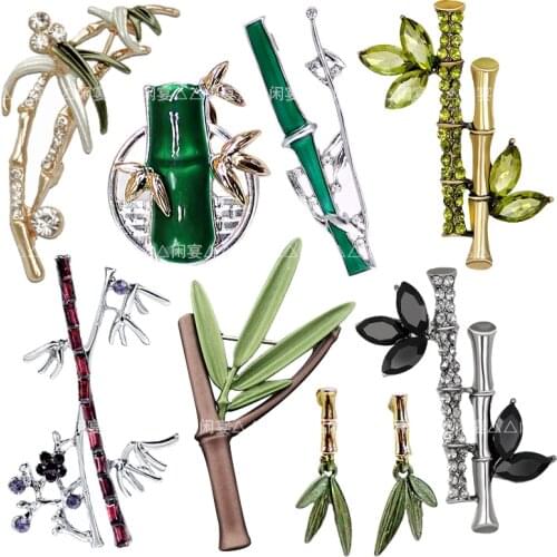 1pc New European and American retro Diy Brooch Vintage Enamel Chinese style bamboo Lapel Pins Badge for women New Year