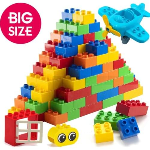 Big Size Bricks Toys For Baby Creative DIY Building Blocks Educational Toys Kids Gift Bulk Large Brick Compatible With Duplo