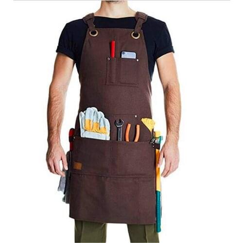 Water Resistant Waxed Canvas Tool Apron Top Quality Fashion Heavy Duty Work Apron Catering Painter Gardener Barber Wear Uniform