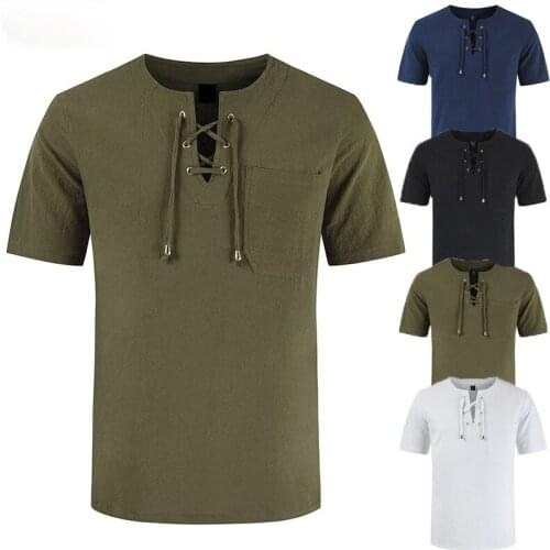 2021 New Mens Hollow Out Short Sleeve T Shirt Male Sexy V Neck Bandage T Shirt Summer Casual Solid Color Tshirt Tops S-3XL