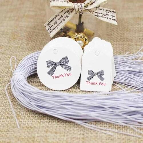 Scallop shape brown/white Diy thank you gift tags paper products price label tag handmade tag 100pcs+100 elastic string per lot
