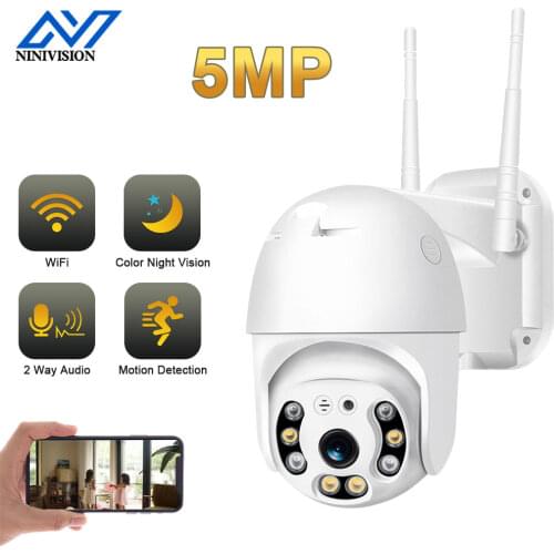 H.265 PTZ Camera 5MP HD Speed Dome AI Human Detection Wifi IP Camera Outdoor Waterproof CCTV Wireless Security Surveillance Cam