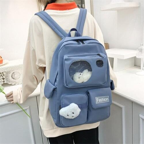 Concise All-Matched Harajuku Korean Style Reflective Backpack Shoulders Bag for Senior High School Female Student F086