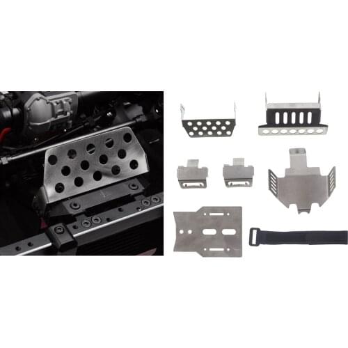 7PCS Upgrade RC Metal Chassis Armors Protection Front Rear Guard Skid Plate Combo Set Fit for 1:10 RC Rock Crawler Car Accessory